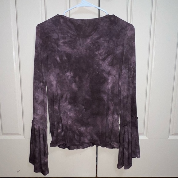 American Eagle Soft & Sexy Purple Tie Dye Bell Sleeve Long Sleeve Shirt Size M - Picture 6 of 8